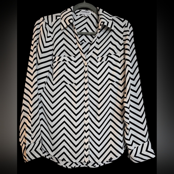Express Tops - Express Black and White Chevron Women's Top, Size Small